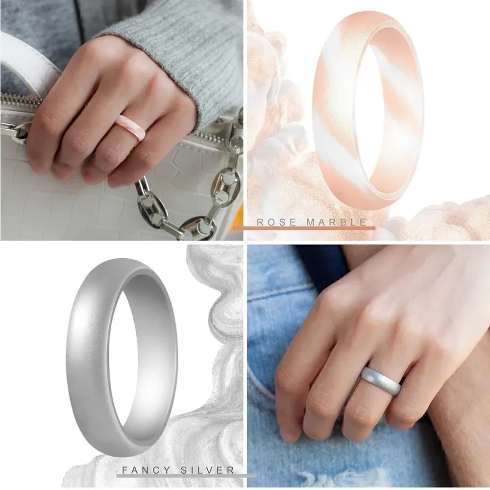 Silicone Wedding Bands Pack of 7